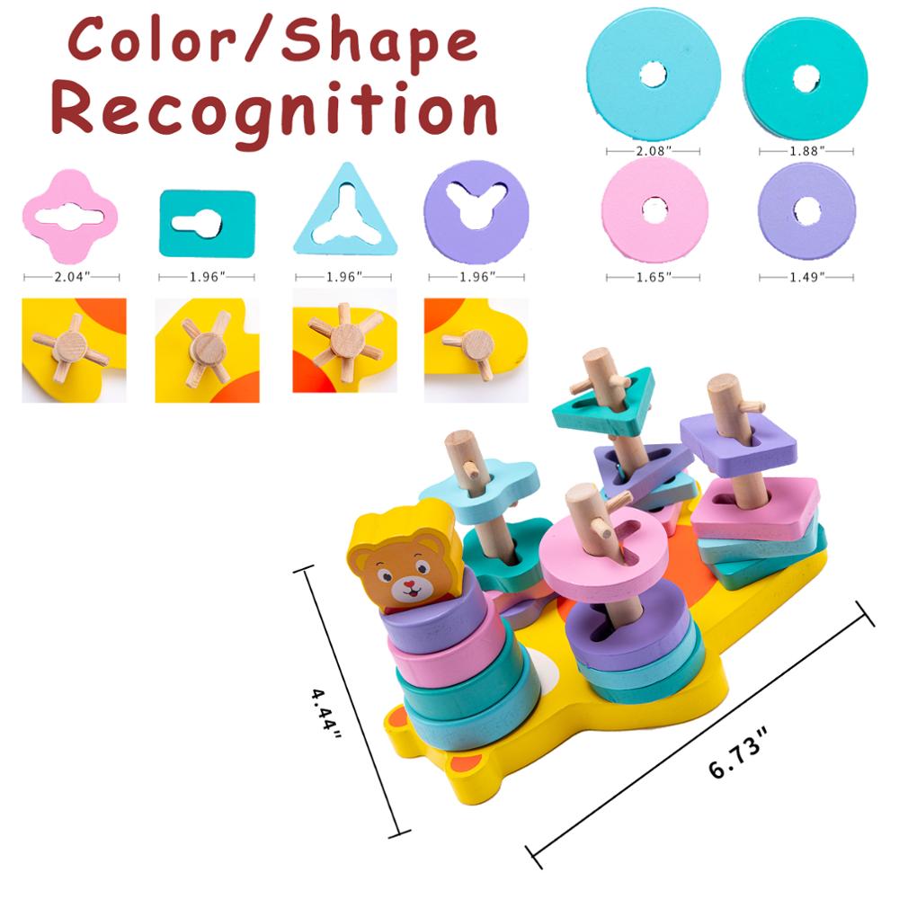 Montessori 3D Puzzle Educational Wooden Toy – Pink & Blue Baby Shop