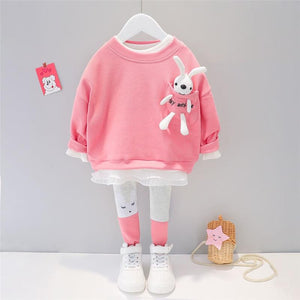Autumn/Winter Toddler/Kids Clothes Set With Bunny Toy - Pink & Blue Baby Shop - Review