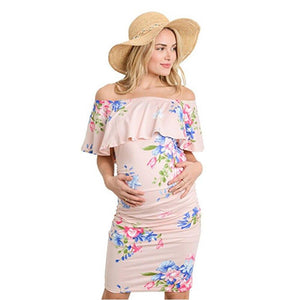 pink and blue dress maternity TBUIALL Maternity Short Sleeve Fall Dress