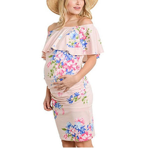 women's blue cocktail dresses Loomaby Baby Shower Maternity Long Colorblock V-Neck Dress and other occasions Maternity Pink Dress Cute Dresses