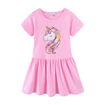Summer Short Sleeves Dress with Unicorn Design for Girls - Pink & Blue Baby Shop - Review