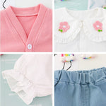 New Fashion 3 Pcs Flowered Jacket +Shirt + Pants Set for Girls - Pink & Blue Baby Shop - Review