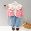 New Fashion 3 Pcs Flowered Jacket +Shirt + Pants Set for Girls - Pink & Blue Baby Shop - Review