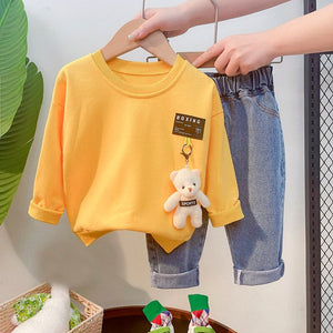 Spring Autumn 2 pcs Clothing Set for Kids - Teddy Bear T-Shirt + Pants Set for Kids - Pink & Blue Baby Shop - Review