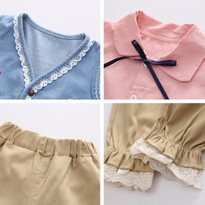3 Pcs Set for Girls - Denim Vest +Shirt + Pants - Pink & Blue Baby Shop - Review
