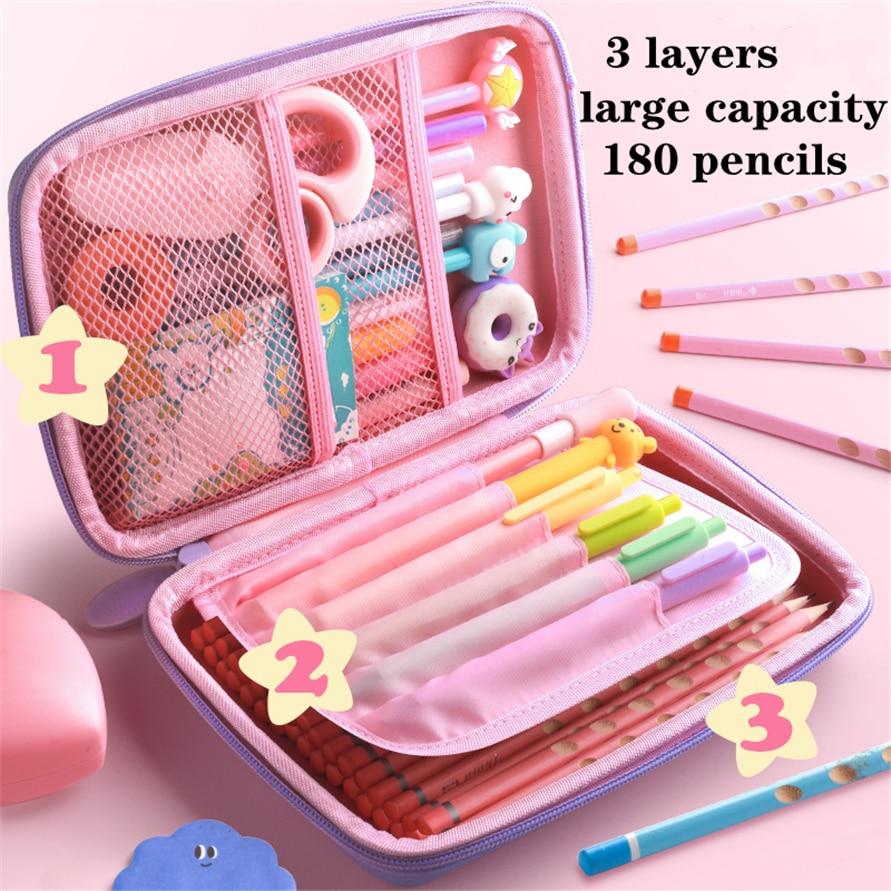 Elecart 3D Squishy Pencil Pouch Case (Blue, Pink