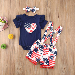 Baby Girls 2 Pcs Stars Set - 4th of July Design - Pink & Blue Baby Shop - Review