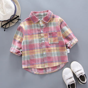 Spring Autumn Long Sleeves Chechered Shirts for 1 to 5 Years Old Boys - Pink & Blue Baby Shop - Review