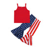 Baby/Todd Girls 2 Pcs Solid Tank Top + Flared Trousers 4th of July - Pink & Blue Baby Shop - Review