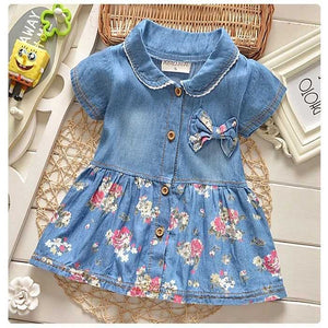 Baby/Toddler Girl Denim Mini Dress with Short Sleeves - Pink & Blue Baby Shop - Review