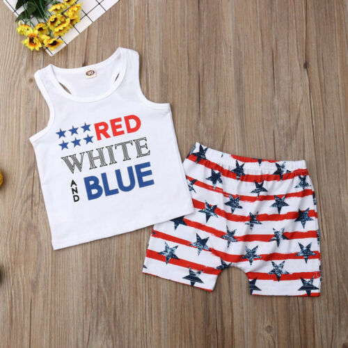 Baby Boys/Toddlers 2 Pcs Stars & Stripes Set - 4th of July Design - Pink & Blue Baby Shop - Review