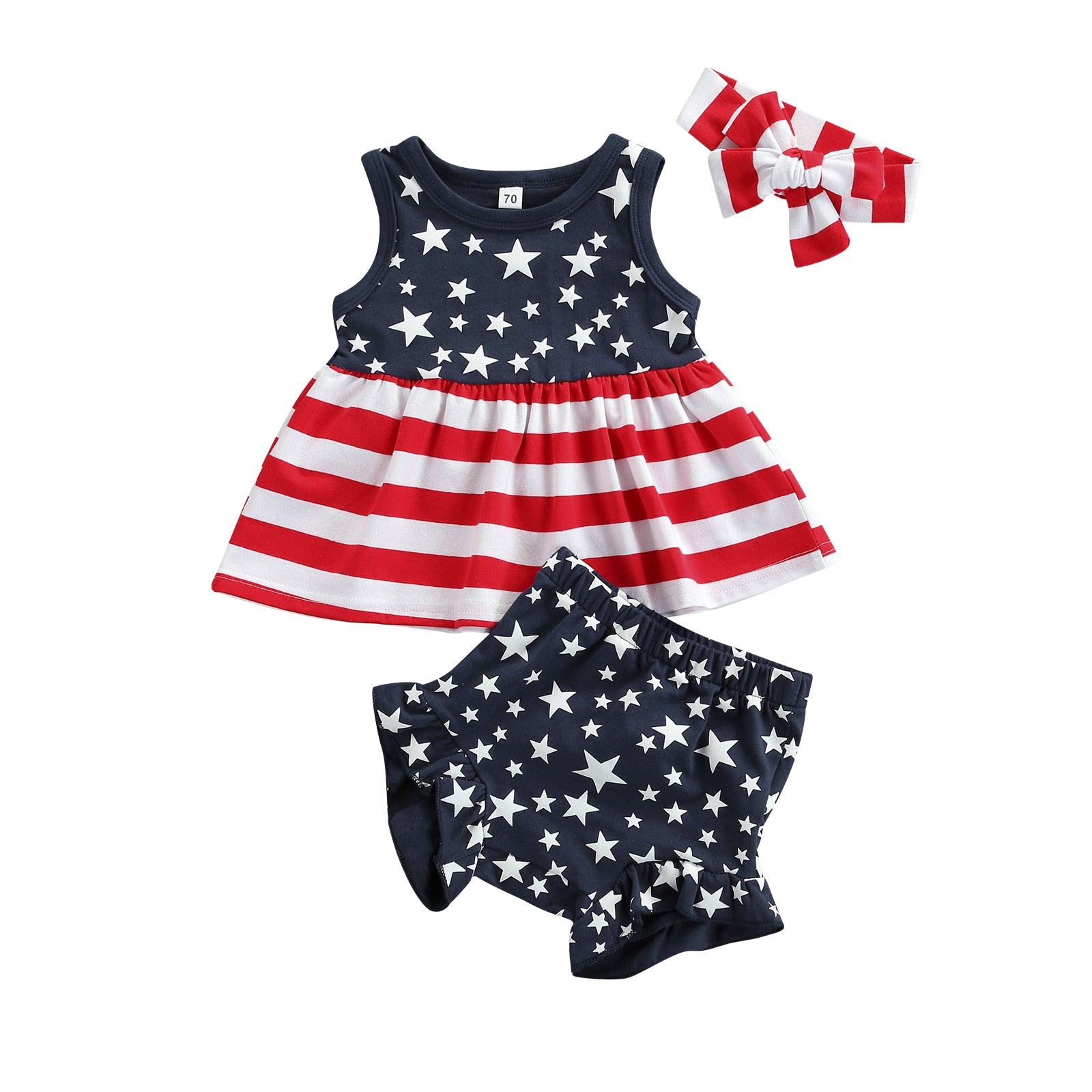 3 Pcs Baby Girl Set - 4th of July Design - Pink & Blue Baby Shop - Review