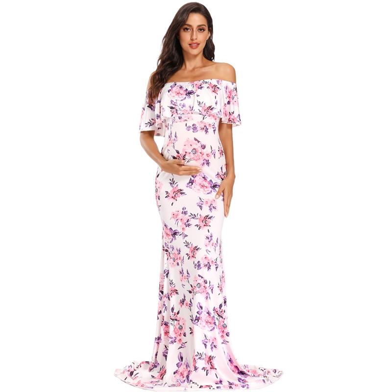 Long Floral Print Maternity Photoshoot Dresses M Long Floral Print Maternity Photoshoot Dresses M