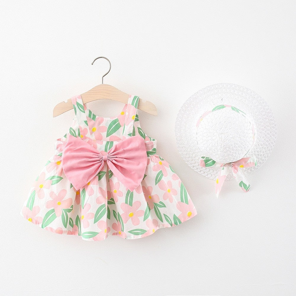 Baby Girl 2 Pcs Summer Clothing Set Dress + Hat - Pink & Blue Baby Shop - Review