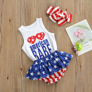 3 Pcs Baby Girl 4th of July Outfit - Pink & Blue Baby Shop - Review