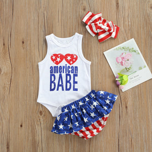 3 Pcs Baby Girl 4th of July Outfit - Pink & Blue Baby Shop - Review