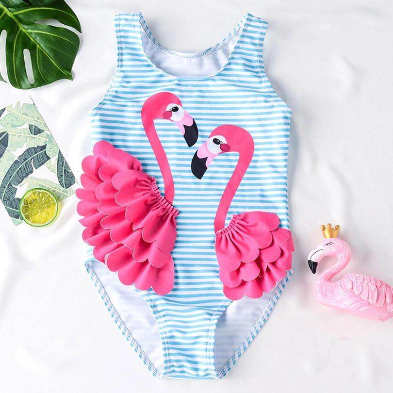 Baby/Toddler Girl Flamingo One-Piece Swimwear - Pink & Blue Baby Shop - Review