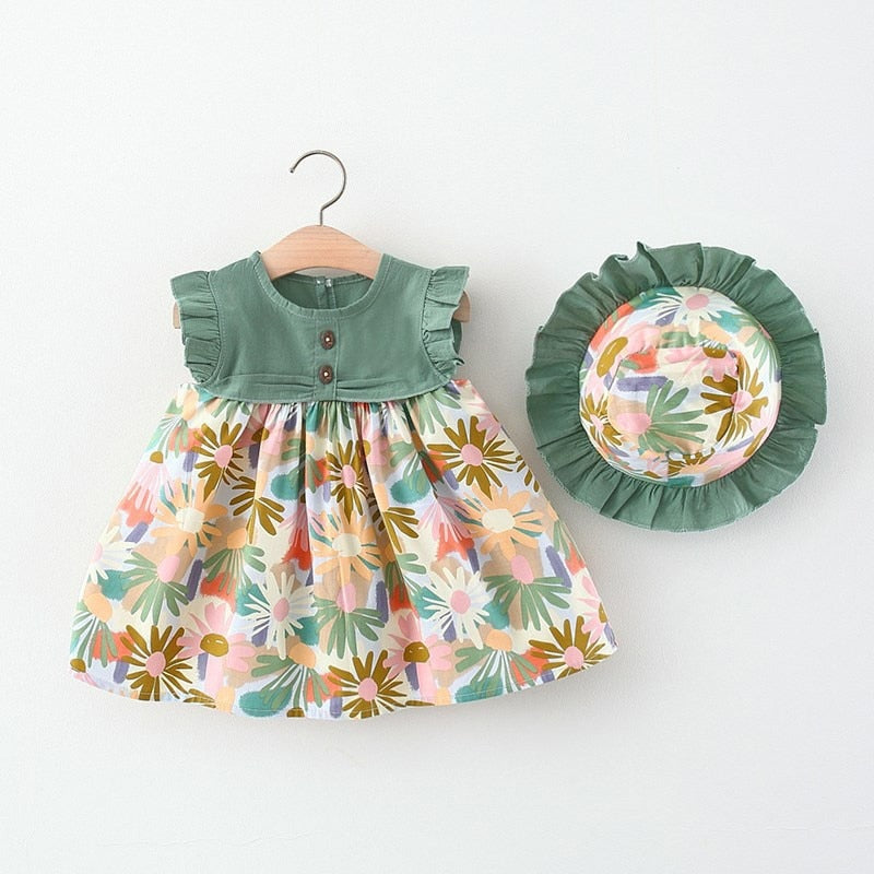 infant girl summer clothes Baby Girl 2 Pcs Summer Clothing Set Dress + Hat 2 / 3T