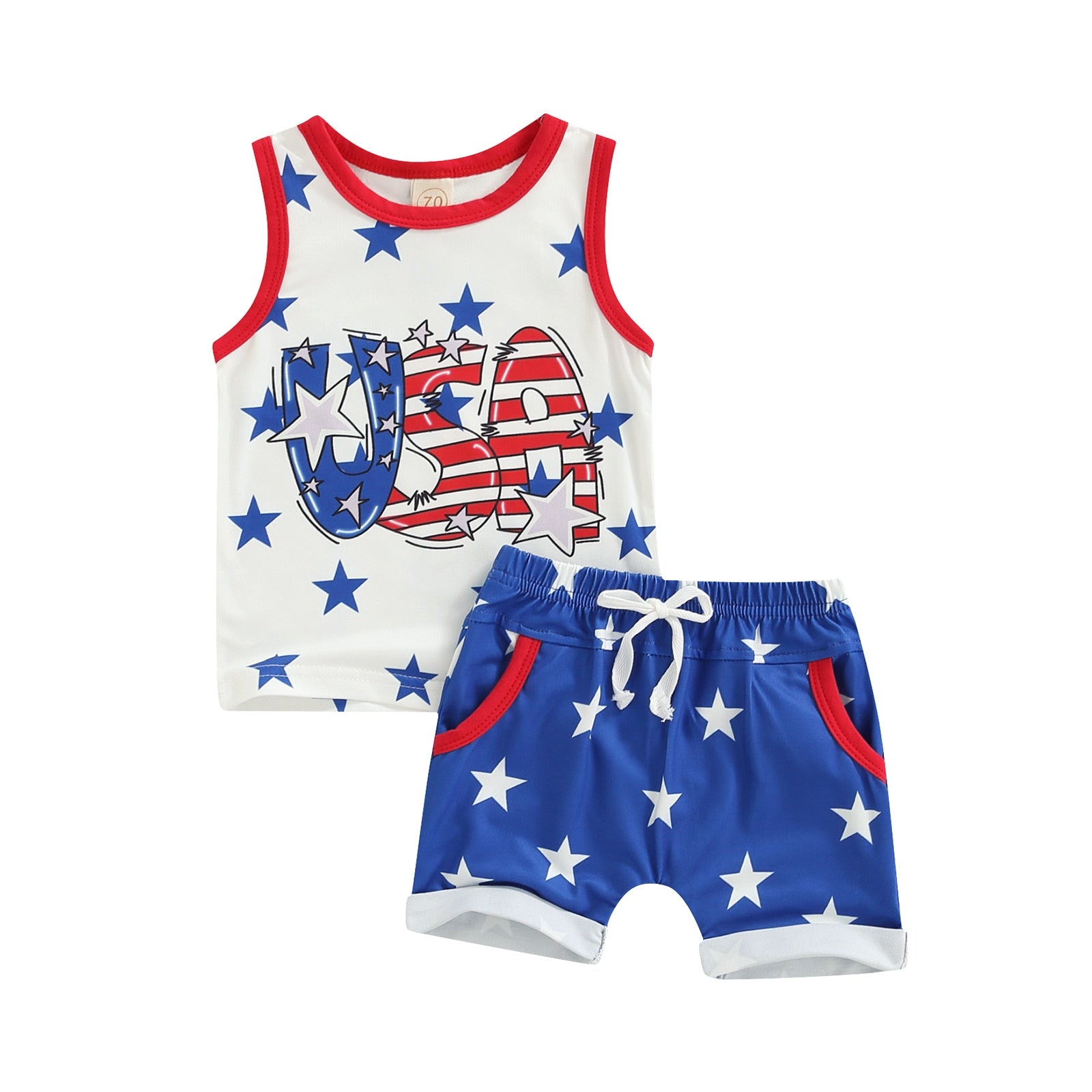 4th of July Baby Boy 2 Pcs Top + Shorts - Pink & Blue Baby Shop - Review