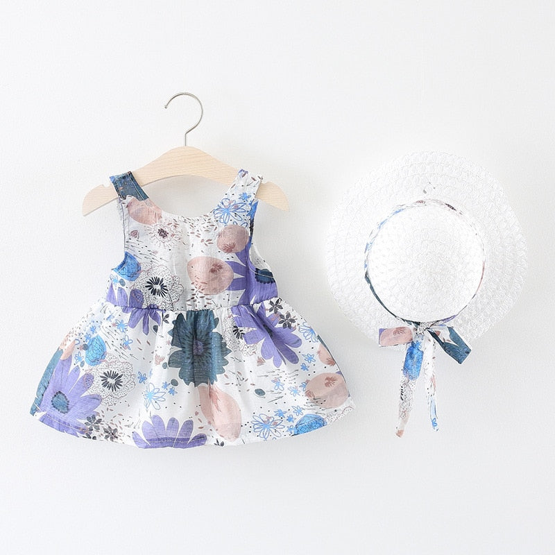 Baby/Toddler Girl Summer 2Pcs Clothing Set Dress + Hat - Pink & Blue Baby Shop - Review