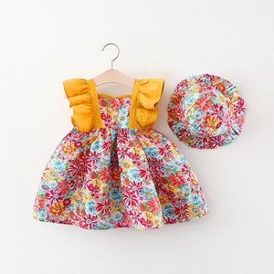 Flower Patern Baby Girl Dress + Hat - Pink & Blue Baby Shop - Review