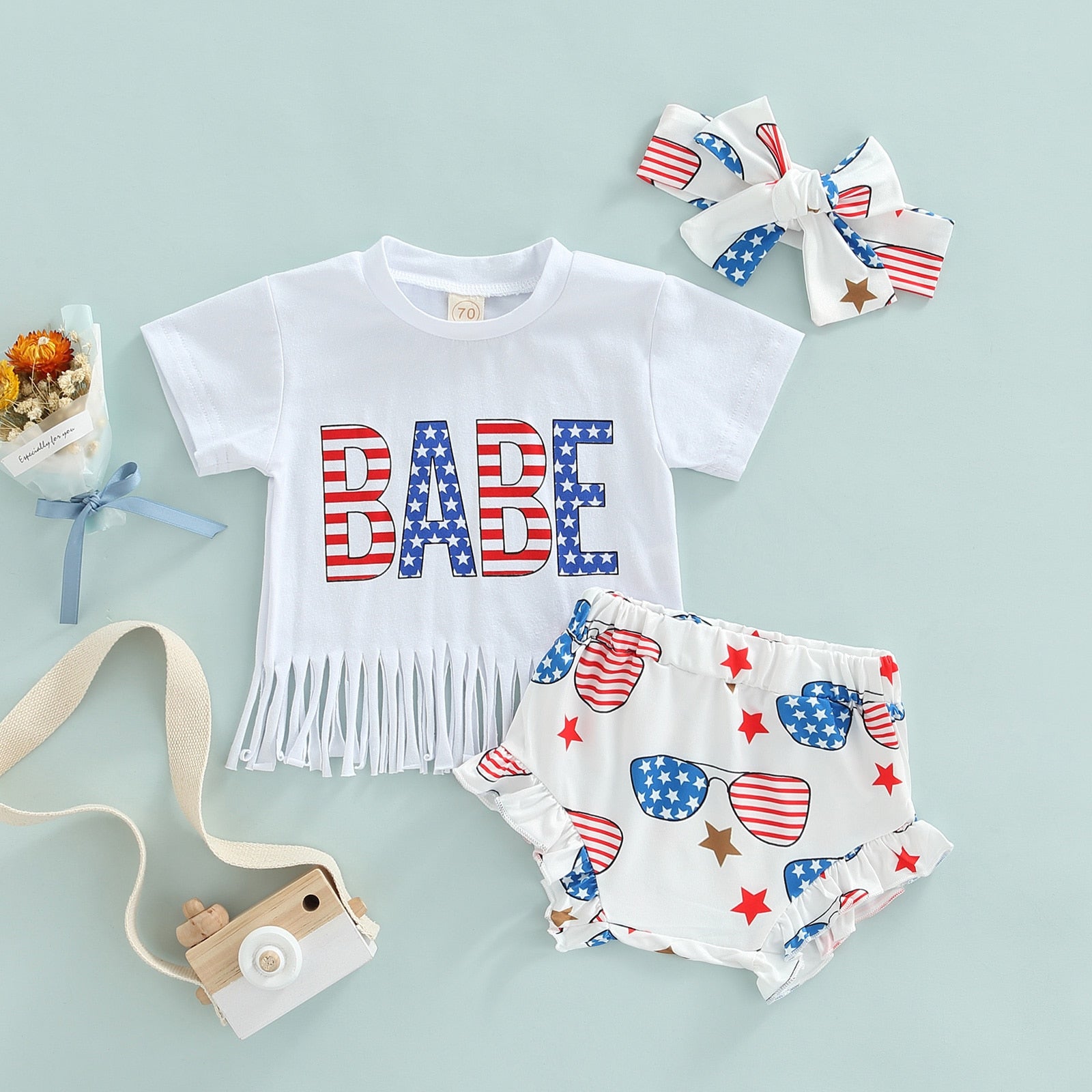 3 Pcs Girl Clothing Set 4th of July - Pink & Blue Baby Shop - Review