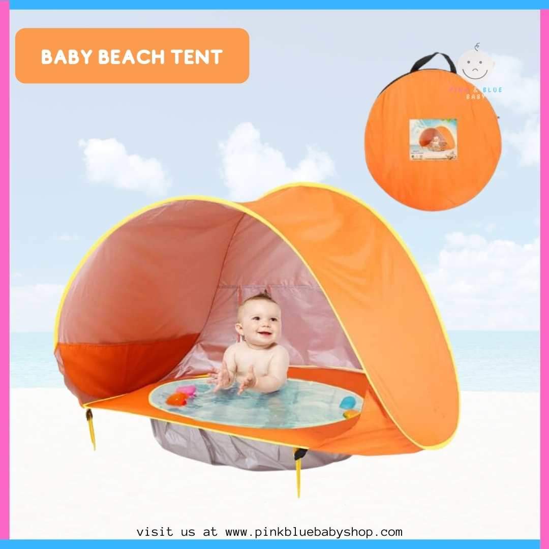 childrens beach tent BabyBlush Baby Beach Tent – Pop-Up UV Shelter for Babies & Toddlers Orange
