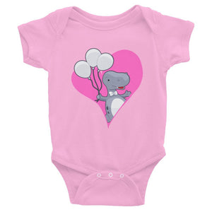 Baby Bodysuit Funny Dinosaur With Balloons In A Heart - Pink & Blue Baby Shop - Review