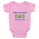 Baby Bodysuit Funny T-Shirt: Selfie Costs One Dollar - Pink & Blue Baby Shop - Review