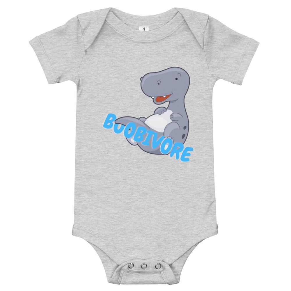 Baby short sleeve one piece Funny Bodysuit: Dinosaur Boobivore - Pink & Blue Baby Shop - Review