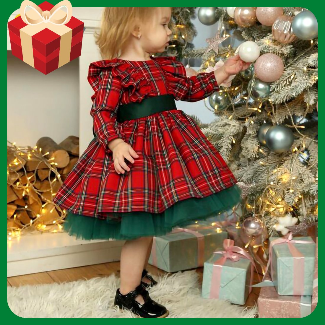 Baby/Kids/Toddler Girls Christmas Plaid Dress for Xmas Party 4-5Y Baby/Kids/Toddler Girls Christmas Plaid Dress for Xmas Party 4-5Y