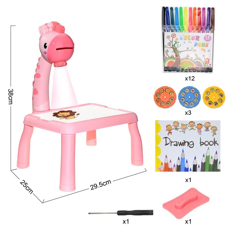 Drawing Projector Table for Kids, Handbag Design Painting Drawing Table LED  Projector Childrens Toy Educational Early Learning Projection Drawing
