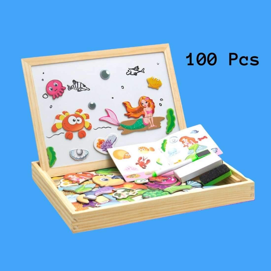 Double Sided Magnetic Puzzle Wooden Drawing Board 100+ Pieces - Pink & Blue Baby Shop - Review