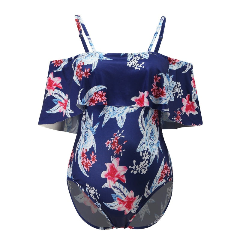 Floral Ruffle Trim One-Piece Maternity Swimsuit - Pink & Blue Baby Shop - Review