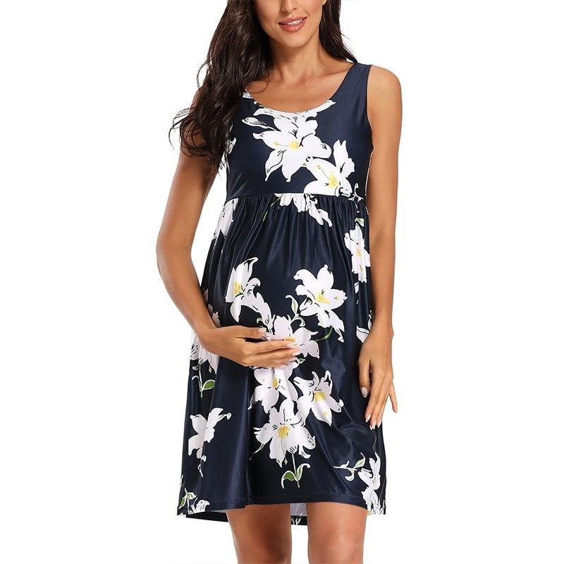 short maternity dresses Floral Short Sleeves Loose Maternity Dresses L / 1