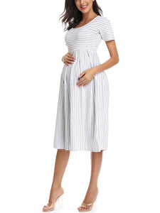 Floral/Dotted Short Sleeves Loose Maternity Dresses L / 3 Floral/Dotted Short Sleeves Loose Maternity Dresses L / 3