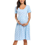 Floral/Dotted Short Sleeves Loose Maternity Dresses - Pink & Blue Baby Shop - Review