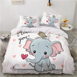Funny Baby Elephant Cartoon Bedding For Kids - Pink & Blue Baby Shop - Review