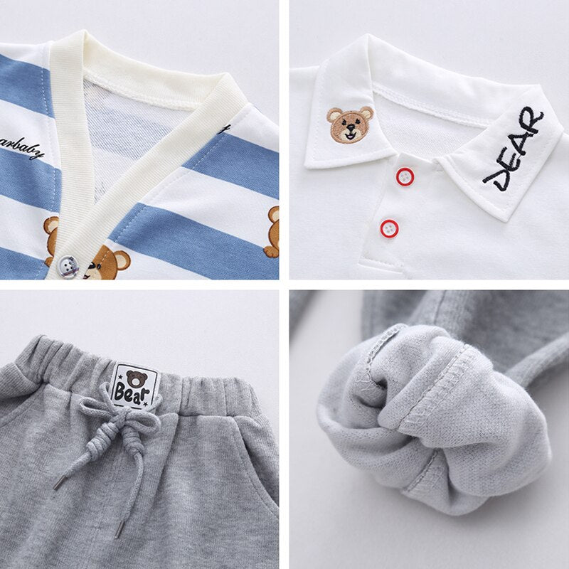 Spring/Autumn 3 Pcs Teddy Bear Design Coat + Tee + Pants - Pink & Blue Baby Shop - Review