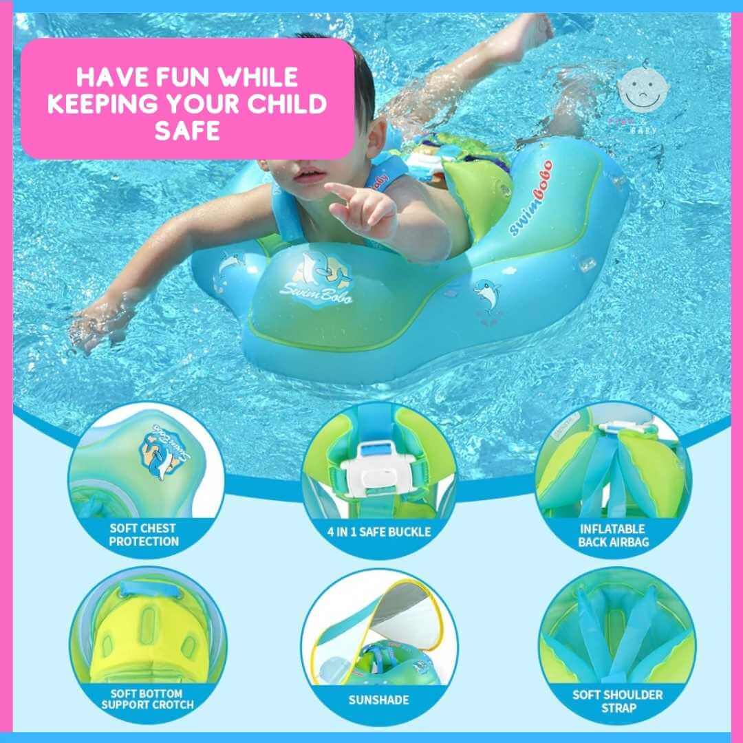 Inflatable Baby & Toddler Swimming Ring with Sunshade - Pink & Blue Baby Shop - Review