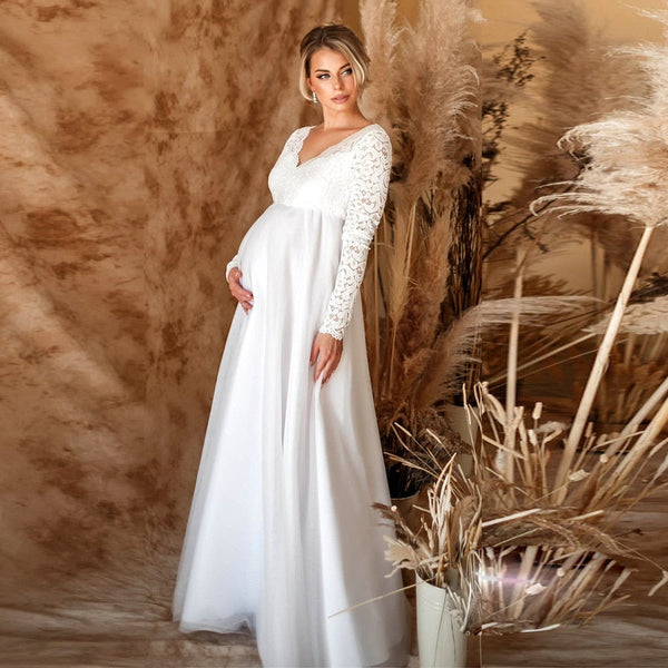 Pearl White Serena Maternity Photoshoot Gown One-Size – Chicaboo