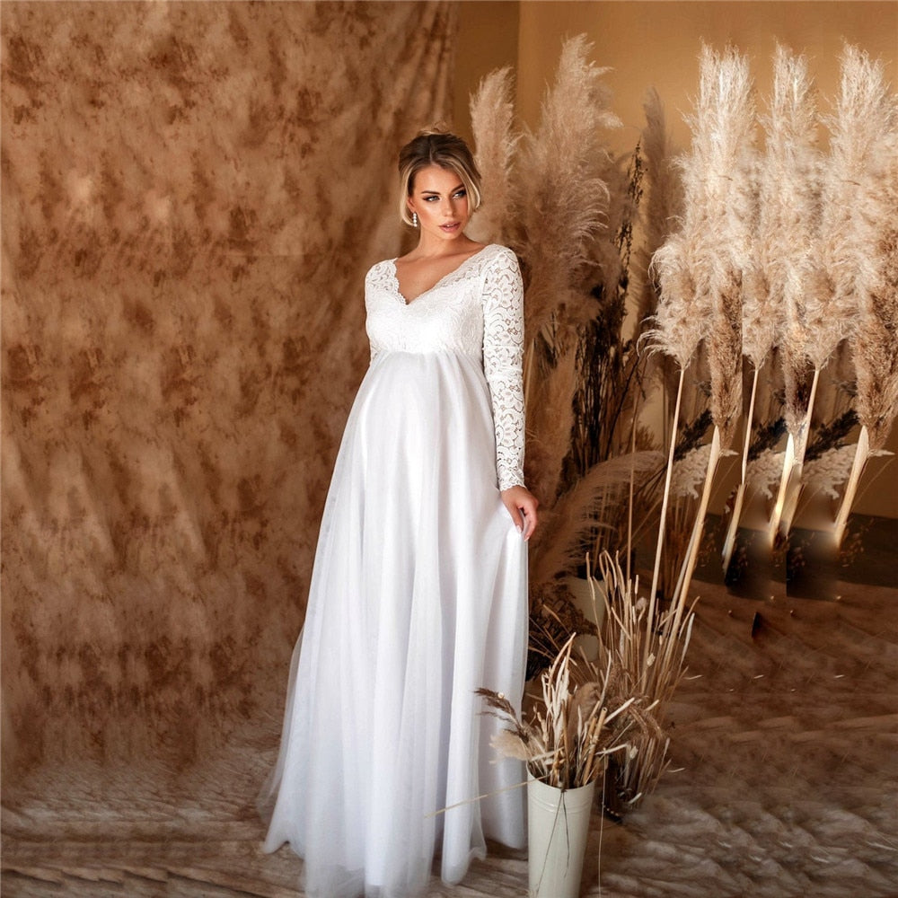 Lace White Photoshoot Maternity Dress White / L Lace White Photoshoot Maternity Dress White / L