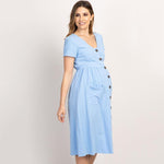 Maternity Dress With Buttons & Pockets - Plus Size Available - Pink & Blue Baby Shop - Review