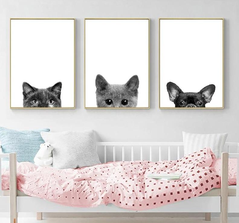 Minimalistic Canvas Design With Cats & Dogs - Pink & Blue Baby Shop - Review