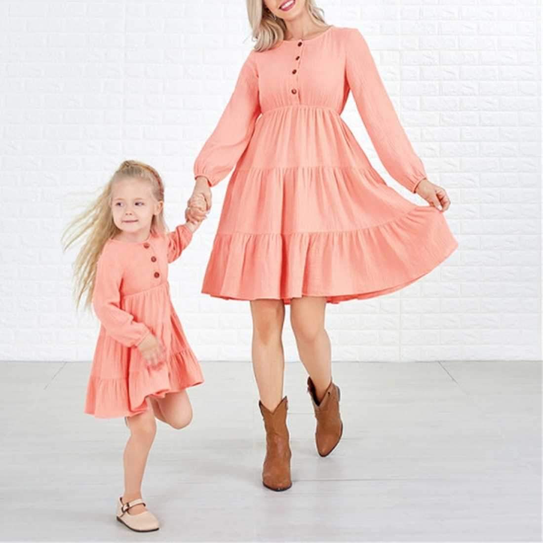 mother and daughter matching pink dress Pink Dress for Mom and Daughter