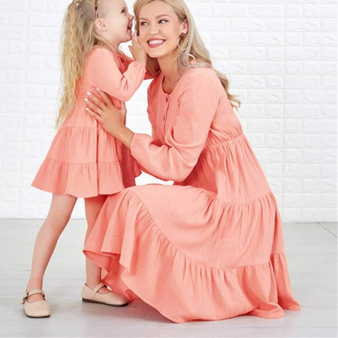 Mother Daughter Summer Pink Striped Dress Family Matching Mom Girls Baby  Twins | eBay