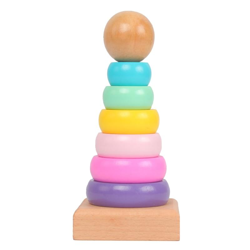 Montessori Wooden Stacking Rainbow Tower - Pink & Blue Baby Shop - Review