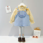 New 3 Pcs Set for Girls - Denim Dress +Shirt + Pants - Pink & Blue Baby Shop - Review