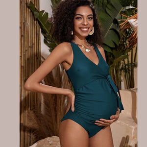 One Piece Maternity Swimsuit with Waist Tie - Pink & Blue Baby Shop - Review