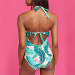 One-Piece Maternity Swimwear Leaf Print Swimsuit - Pink & Blue Baby Shop - Review